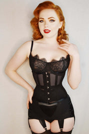 Playgirl Eve Black Steel Boned Net Mesh Cincher Corset